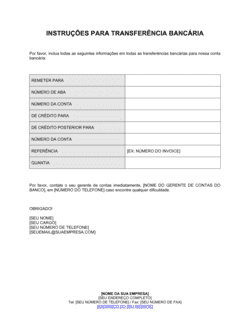 Business-in-a-Box's Formulário de Instruções de Envio de Transferência