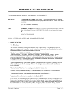Business-in-a-Box's Moveable Hypothec Agreement Template