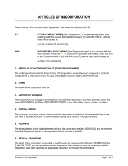 Business-in-a-Box's Articles of Incorporation Template
