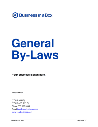 Business-in-a-Box's General By-Laws Template