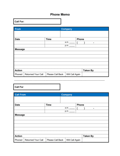 Business-in-a-Box's Phone Memo Template