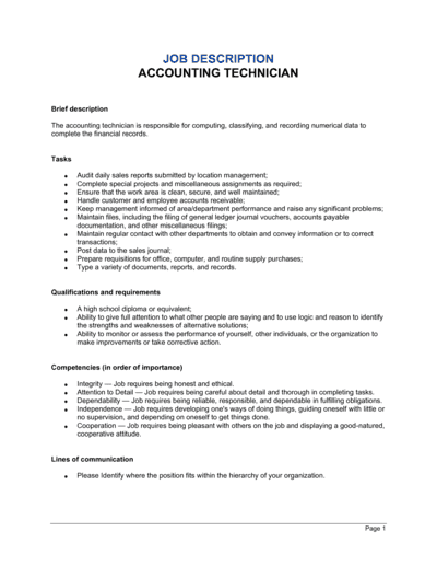 Business-in-a-Box's Accounting Technician Job Description Template