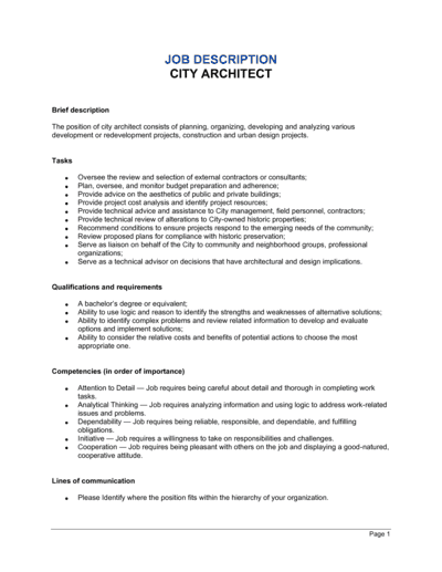 Business-in-a-Box's City Architect Job Description Template
