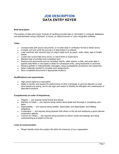 Business-in-a-Box's Data Entry Keyer Job Description Template