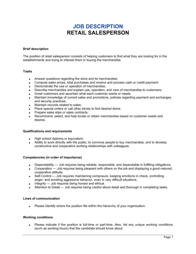 Business-in-a-Box's Retail Salesperson Job Description Template