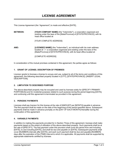 Business-in-a-Box's License Agreement Template