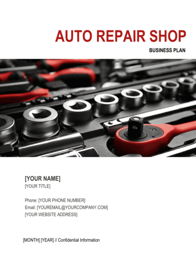 Business-in-a-Box's Auto Repair Shop Business Plan Template