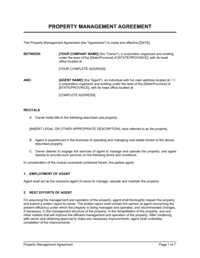 Business-in-a-Box's Property Management Agreement Template