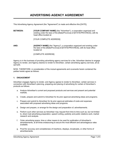 Business-in-a-Box's Advertising Agency Agreement Template