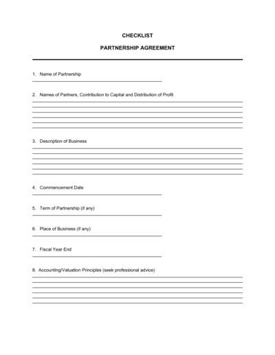 Business-in-a-Box's Checklist Partnership Agreement Template