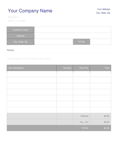 Business-in-a-Box's Invoice Template