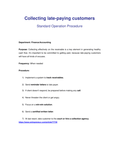 Business-in-a-Box's How to Collect Late Paying Customers Template