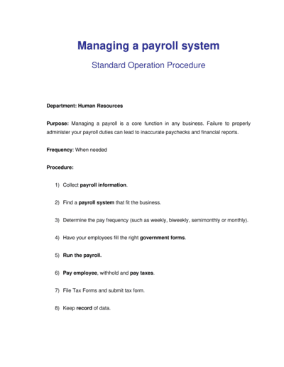 Business-in-a-Box's How to Manage a Payroll System Template