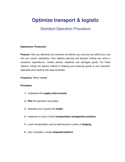 Business-in-a-Box's How to Optimize Transport and Logistic Template