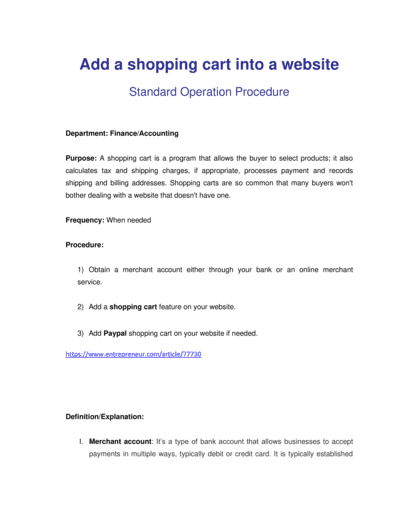 Business-in-a-Box's How to Setup a Shopping Cart Template