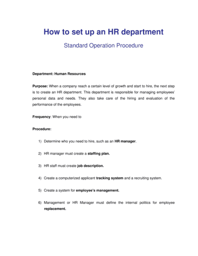 Business-in-a-Box's How to Setup an HR Department Template