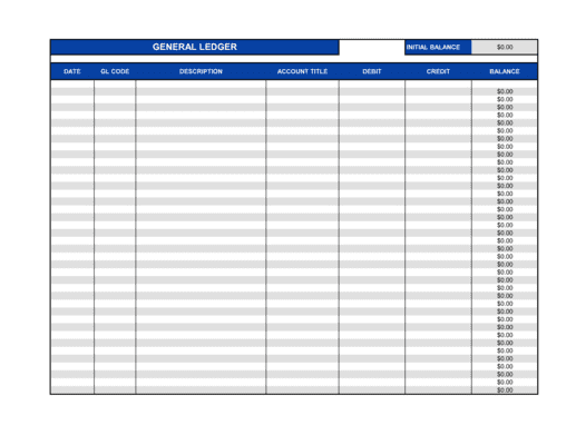 Business-in-a-Box's General Ledger Template