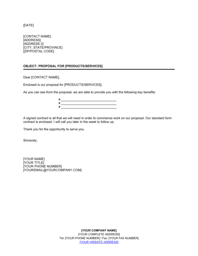 Business-in-a-Box's Letter Enclosing Proposal_Short Template