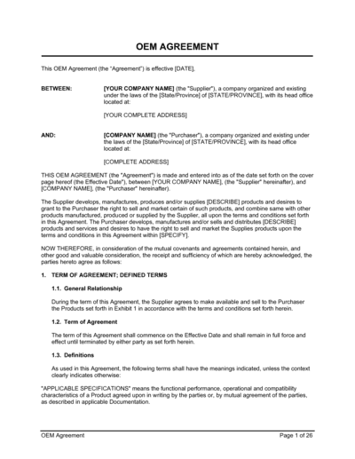 Business-in-a-Box's Oem Agreement Template