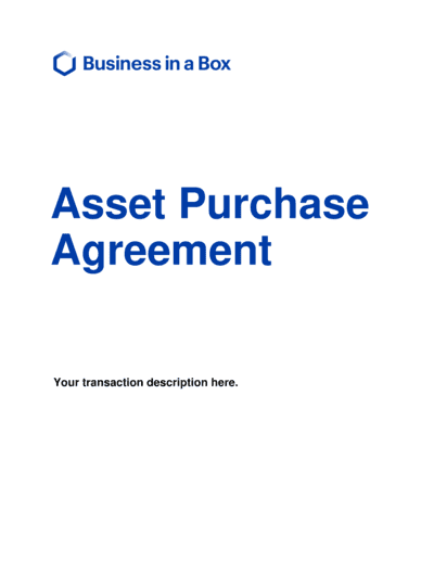 Business-in-a-Box's Purchase Agreement Short Version Template