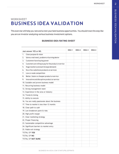 Business-in-a-Box's Business Idea Validation_startup Blueprints_chapter 2 Worksheet Template