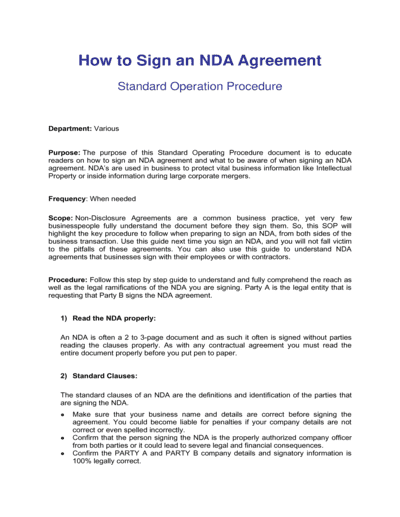 Business-in-a-Box's How To Sign An Nda Agreement Template