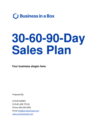 Business-in-a-Box's 30 60 90 Day Sales Plan Template