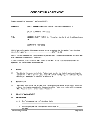 Business-in-a-Box's Consortium Agreement Template