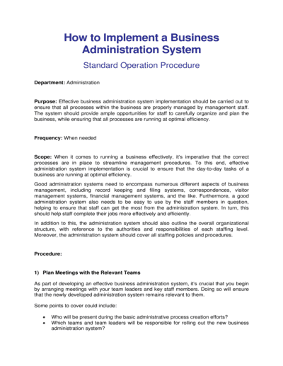Business-in-a-Box's Implement An Administration System Template