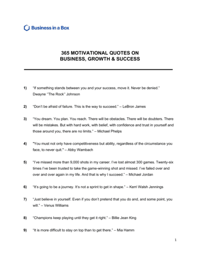 Business-in-a-Box's 365 Quotes On Growth and Success Template