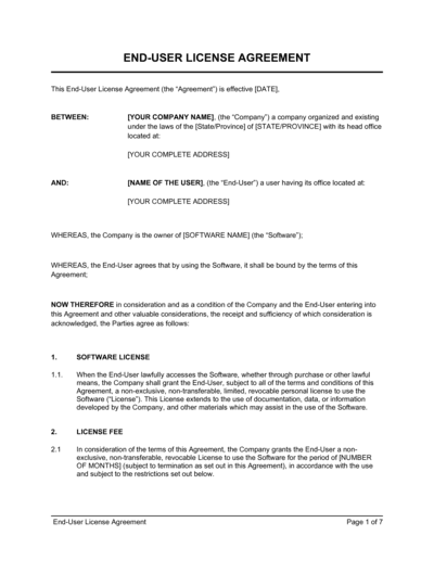 Business-in-a-Box's End User License Agreement Template