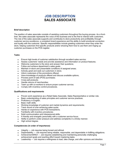 Business-in-a-Box's Sales Associate Job Description Template