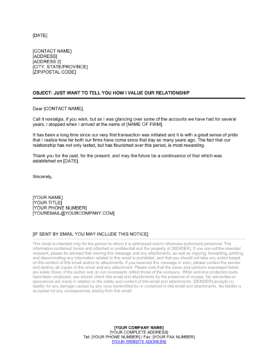 Business-in-a-Box's Spontaneous Good Customer Relations Letter Template