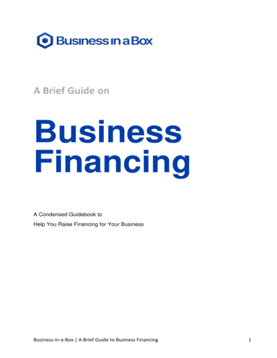 Business-in-a-Box's Business Financing Guide Template
