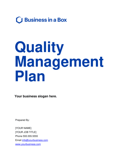 Business-in-a-Box's Quality Management Plan Template