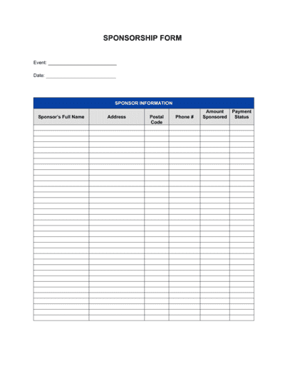 Business-in-a-Box's Sponsorship Form Template