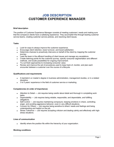  Customer Experience Manager Job Description Template 2024 Download 