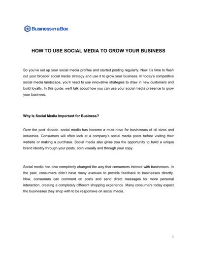 Business-in-a-Box's How To Use Social Media To Grow Your Business Template