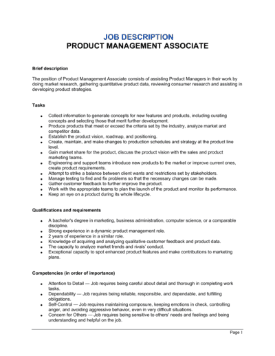 Business-in-a-Box's Product Management Associate Job Description Template