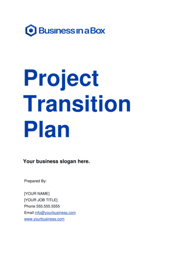 Business-in-a-Box's Project Transition Plan Template