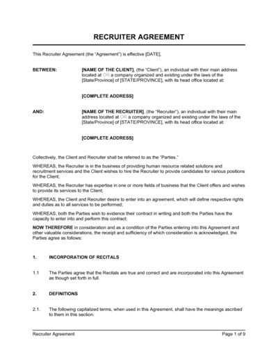 Business-in-a-Box's Recruiter Agreement Template