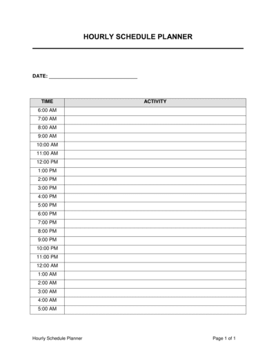 Business-in-a-Box's Hourly Schedule Planner Template