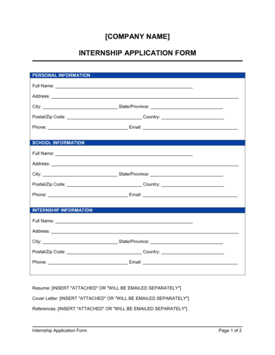 Business-in-a-Box's Internship Form Template