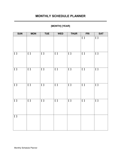 Business-in-a-Box's Monthly Schedule Planner Template