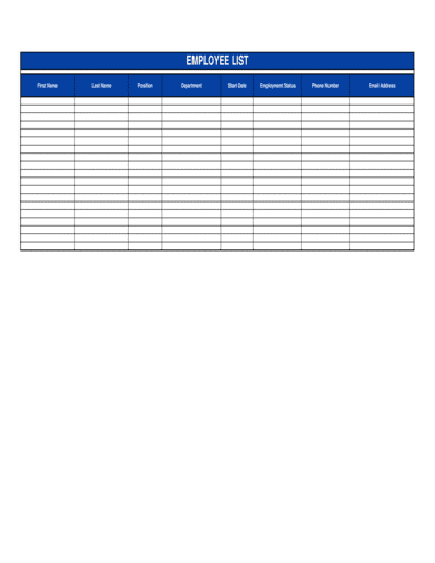 Business-in-a-Box's Employee List Template