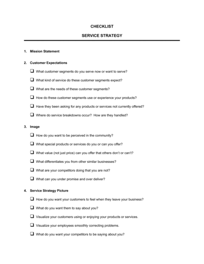 Business-in-a-Box's Checklist Service Strategy Template