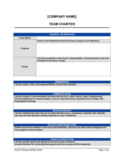 Business-in-a-Box's Team Charter Template