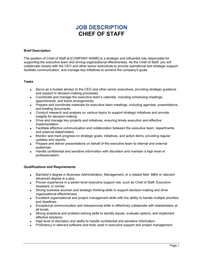 Business-in-a-Box's Chief Of Staff Job Description Template