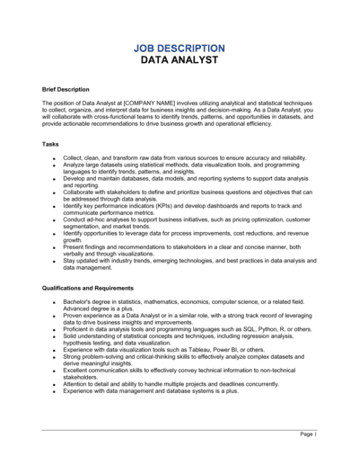 Business-in-a-Box's Data Analyst Job Description Template