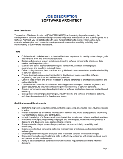 Business-in-a-Box's Software Architect Job Description Template